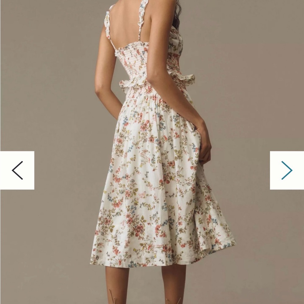 Anthropologie Sleeveless Smocked-Waist Ruffled Midi Dress - Picture 2 of 8